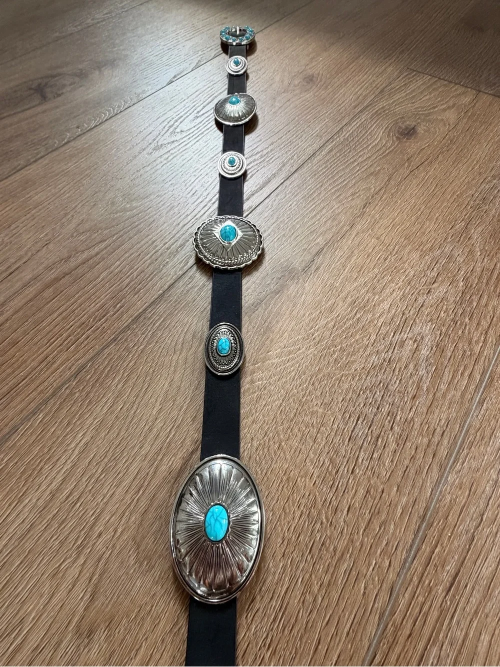 Black With Turquoise Concho Belt - Women Accessories